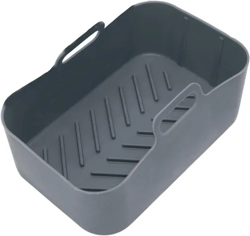 Miniatura 8 de Olla de silicona para freidora de aire, olla de silicona antiadherente reutilizable, cesta de repuesto para DZ201 8QT (gris)