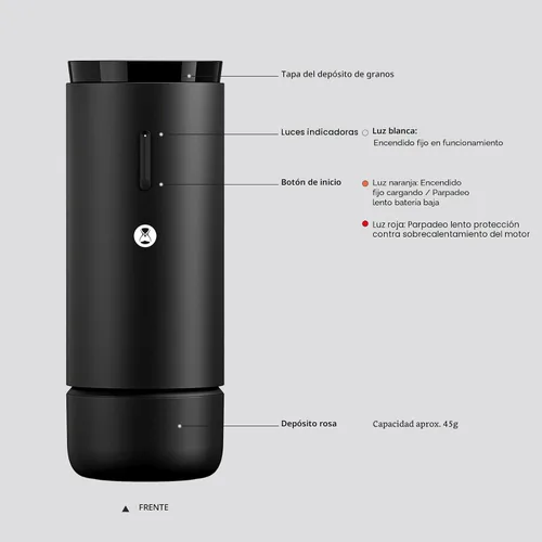 Miniatura 9 de TIMEMORE Molinillo de café de fresas, molinillo eléctrico portátil con cuerpo de metal, 30 ajustes precisos para espresso a prensa francesa, diseño