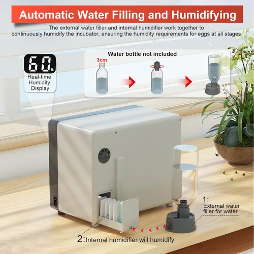 Miniatura 4 de Incubadoras Chalixion para incubar 24 huevos, incubadora de huevos con volteador automático de huevos, humidificador ultrasónico atomizado