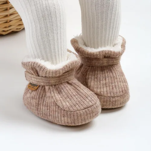 Miniatura 102 de Botines de forro polar para bebés, niños y niñas, pantuflas antideslizantes con agarre suave, zapatos de calcetín para recién nacidos, cuna