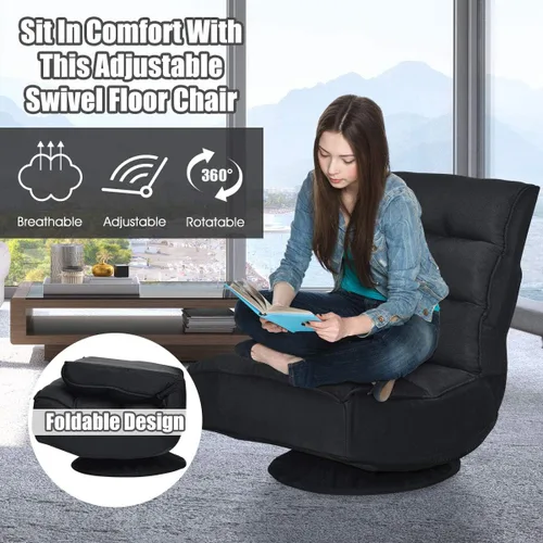 Miniatura 9 de Giantex - Silla gamer giratoria de 360 grados, silla plegable ajustable con 6 posiciones, soporte de resorte de hasta 136 kg, respaldo acolchado
