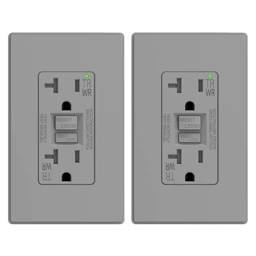 Miniatura 36 de ELEGRP Salida GFCI para Exteriores, Receptáculo GFI Eléctrico de Autoprueba de 15 Amperios con Diseño Más Delgado, Receptáculo GFCI Resistente a