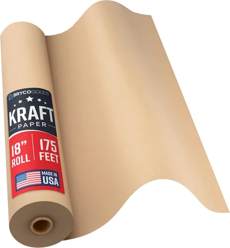 Bryco Goods Rollo de papel kraft jumbo – marrón – 18 pulgadas x 2100 pulgadas (175 pies) – Hecho en Estados Unidos – Apto para embalaje – Mudanza –
