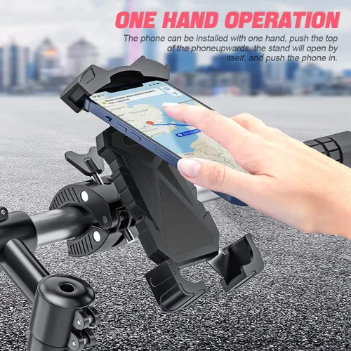 Miniatura 6 de Soporte para teléfono de bicicleta, apto para manubrios de bicicleta y motocicleta, rotación de 360°, fácil instalación y liberación rápida