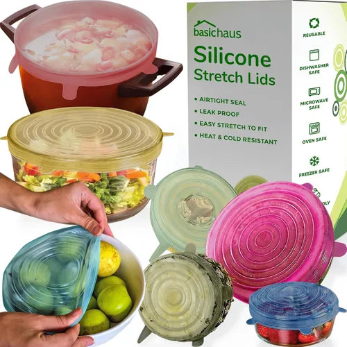 Miniatura 15 de Tapas elásticas de silicona reutilizables para almacenamiento de alimentos en el refrigerador, fundas elásticas resistentes al calor, tazas, latas