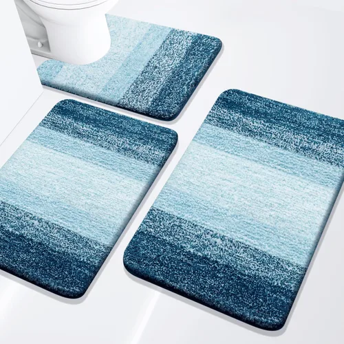 Miniatura 22 de Arotive - Juego de alfombras de baño de 3 piezas, alfombras de baño extra suaves y absorbentes, alfombrillas de baño lavables a máquina y que se