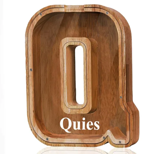 Miniatura 75 de Alcancía de madera grande personalizada con letras – Alcancía de letras para niños y niñas, regalo de cumpleaños (A)