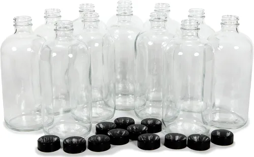 Miniatura 7 de Vivaplex, 12, botellas de vidrio transparentes, de 16 onzas, con tapas