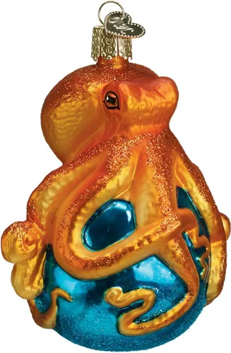 Old World Christmas - Adornos de Navidad: Adornos de animales marinos y acuáticos de vidrio soplado para árbol de Navidad, pulpo