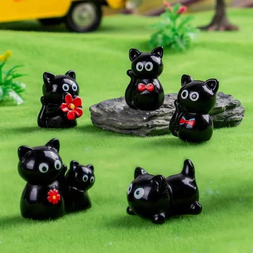 Miniatura 7 de 36 piezas Figuras de Gatos Negros en Mini de Resina Variedad de Animales Pequeños Pequeñas Figuras de Gatos en Miniatura a Granel para Accesorios