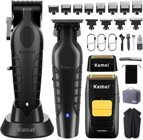 Miniatura 8 de KEMEI Professional Hair Clippers and Trimmer for Men, Cordless Barber Clippers for Hair Cutting with Charging Bases, Foil Shavers for Men with