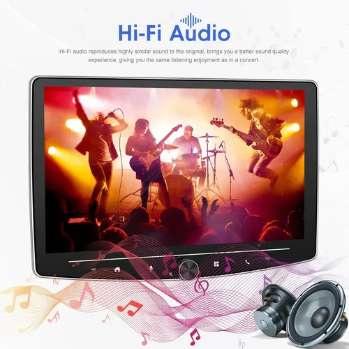 Miniatura 4 de [2G+64G] 10 pulgadas Android 13 pantalla táctil DIN simple coche estéreo giratorio Carplay Radio con cable/inalámbrico Carplay y Android Auto