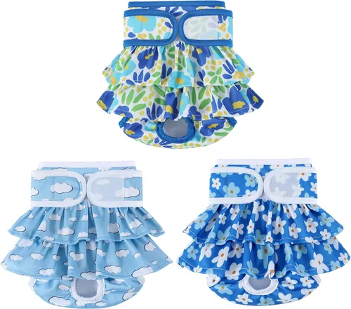 Miniatura 25 de Pañales Reutilizables para Perras Hembras Paquete de 3 Pañales Lavables Altamente Absorbentes para Perras, Pañales Flexibles para Perras, A Prueba