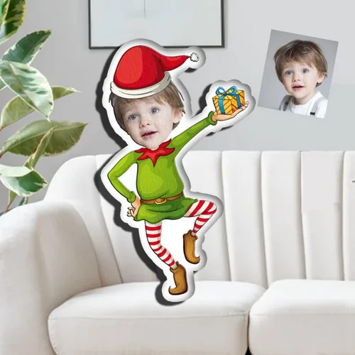 Miniatura 18 de Drawelry Almohada de Navidad con foto de cara personalizada: divertido y lindo Papá Noel animales impresión 3D retrato personalizado imagen almohada
