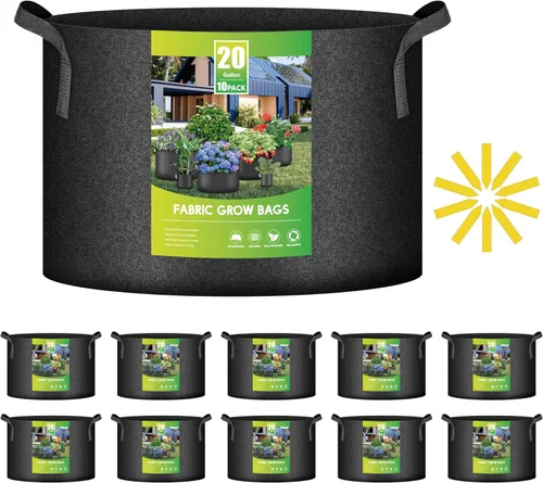 Miniatura 13 de iPower Paquete de 10 bolsas de 3 galones para plantas de tela no tejida gruesa resistente para cultivo de papas, contenedor duradero con aireación