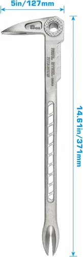 Miniatura 5 de REAL STEEL 12" Extractor de uñas de titanio de doble extremo con huella de gato, palanca de construcción 0694