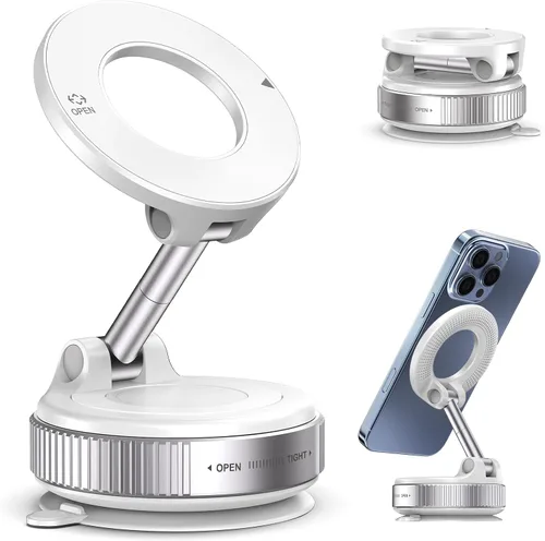 Miniatura 12 de Jikasho Soporte magnético para teléfono con succión al vacío, plegable y retráctil, soporte de teléfono con ventosa manos libres