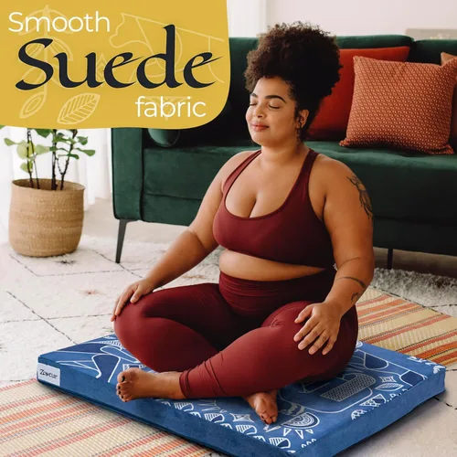 Miniatura 3 de Zaveur Royal Court Meditation Mat With Velvet Cover - 24" x 24" Square Zabuton Thick Yoga Mat - Non Slip Exercise Mat for Home Workout - Thick Foam