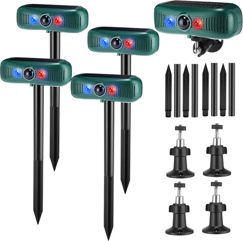 Miniatura 8 de Qualirey 2 unidades de alarma solar para exteriores, sensor de movimiento, sirena de seguridad, detector de sonido, luz estroboscópica, 4 modos