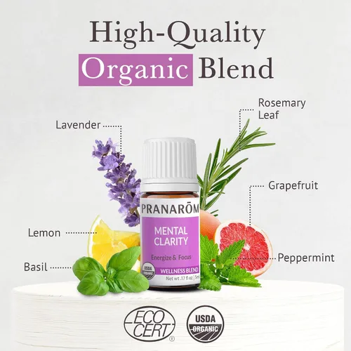 Miniatura 4 de Pranarom - Aceite esencial de claridad mental y enfoque, aceite esencial puro para difusores, aceite aromático revitalizante, lavanda, limón, menta