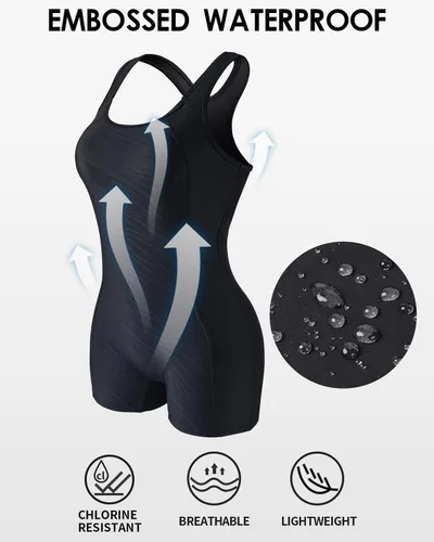 Miniatura 112 de beautyin - Traje de baño para mujer, traje de baño aeróbico y de competición de una pieza, estilo pantalón corto