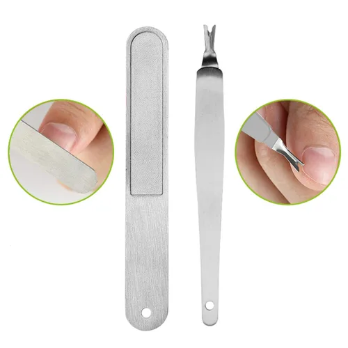 Miniatura 4 de Cortaúñas para uñas gruesas con lima de uñas de metal y recortador de cutículas, kit de cortaúñas 3 en 1 en una caja de lata de viaje portátil