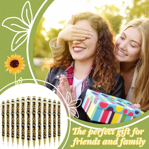 Miniatura 6 de Yexiya 1 Pieces Sunflower Pens Ballpoint Click Ball Pens Reusable Retractable Journaling Sunflower Party Favors Black Ink Medium Point 1.0 mm Gift