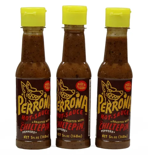 La Perrona Botella de salsa picante chiltepin asada de 5 onzas | Tatemada Chiltepin Pepper Salsa Picante | Extra picante | Hecho a mano | Paquete de