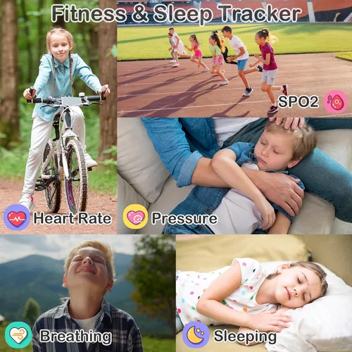Miniatura 4 de Reloj inteligente para niños de 1.85" con rastreador de fitness y sueño, reloj inteligente para niños resistente al agua IP68, regalos para niños