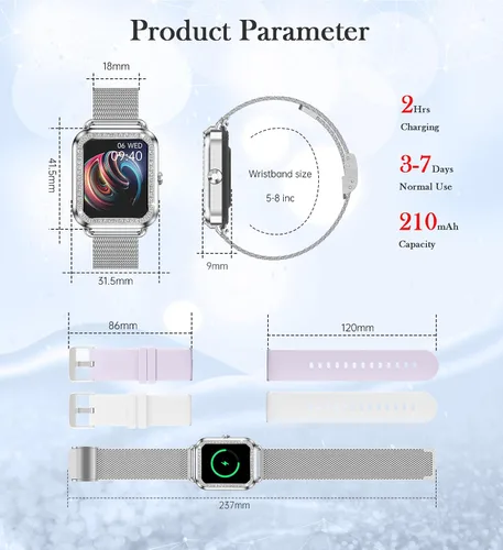 Miniatura 7 de Reloj inteligente con pantalla táctil de 1.6 pulgadas para mujer (respuesta/hacer llamadas), rastreador de actividad y relojes inteligentes