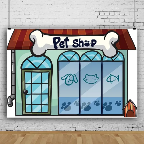 Telón de fondo de dibujos animados de 5 x 3 pies para tienda de mascotas para niñas y niños, fiesta de primer cumpleaños, fotografía, fondo, juego