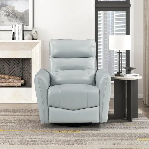 Miniatura 8 de Lexicon Silla reclinable giratoria, sillón reclinable manual de cuero de grano superior, cómodo sillón reclinable para guardería, silla reclinable