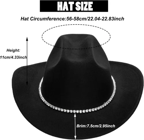 Miniatura 2 de Sombreros de vaquero clásicos de fieltro occidental para mujeres y hombres, sombrero de Fedora-Jazz con banda (Lagre)