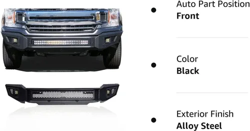 Miniatura 9 de IRONBISON Parachoques delantero compatible con Ford F150 de 2018 a 2020 (excluyendo Raptor y modelos diesel 2020) para camioneta pickup todo
