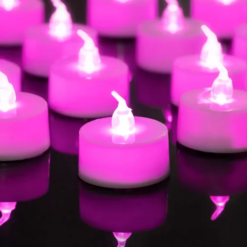 Miniatura 13 de LANKER Paquete de 24 velas de té negras – Luces LED sin llama amarillas cálidas parpadeantes – Velas falsas de larga duración a pilas – Decoración