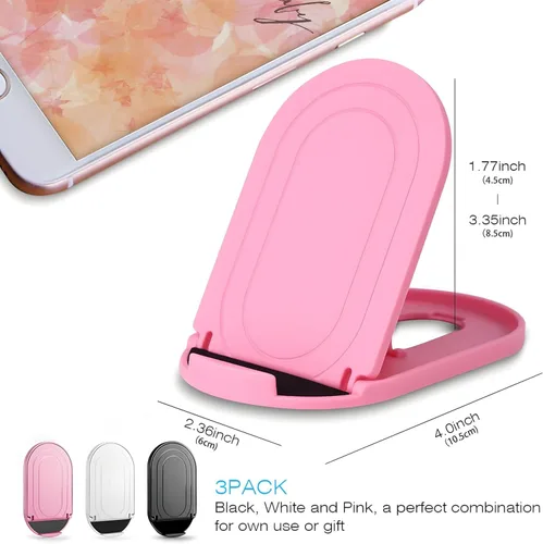 Miniatura 2 de [Paquete de 3] Soporte de teléfono celular para escritorio, soporte plegable portátil para iPhone, soporte de escritorio ajustable multiángulo