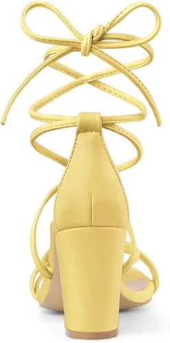 Miniatura 5 de Allegra K - Sandalias de tacón grueso con tiras delgadas para mujer