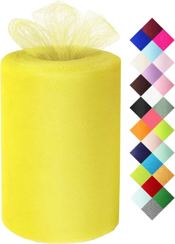 Miniatura 10 de Rollo de tela de tul azul agua de 6 pulgadas x 300 pies (100 yardas), cinta de tul mate cinta de red malla carrete para DIY falda tutú lazo de boda