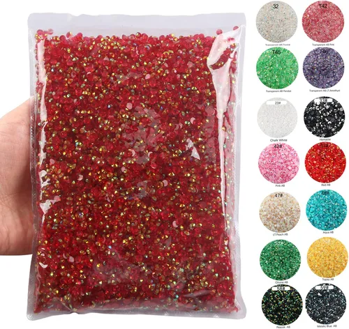 Miniatura 7 de Paquete grande de 50000 diamantes de imitación de resina de 0.118 pulgadas (0.118 in), con parte trasera plana, diamantes de imitación de color AB