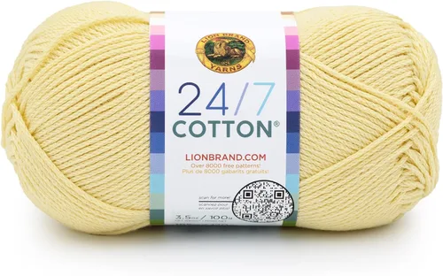 Miniatura 122 de Lion Brand Yarn, Hilo ligero mercerizado de algodón 24/7 para tejer, ganchillo y manualidades, Almirante, 1 paquete, 185 yardas de fibra natural