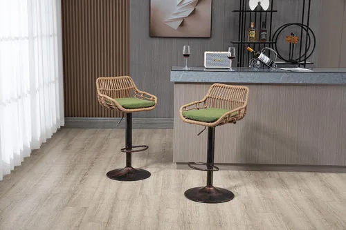 Miniatura 5 de Juego de 2 taburetes de bar giratorios con reposapiés ajustables para cocina, comedor, 2