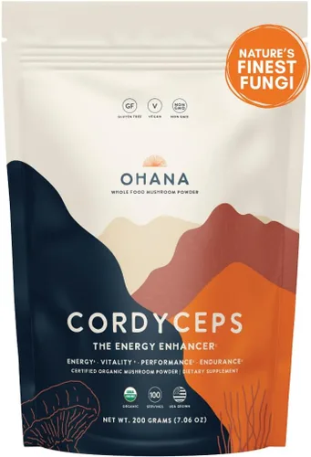 Miniatura 11 de Ohana Cordyceps, mezcla de hongos orgánicos, suplemento orgánico de hongos integrales USDA, sin OMG, sin gluten, botella de 90 cápsulas, paquete de 1