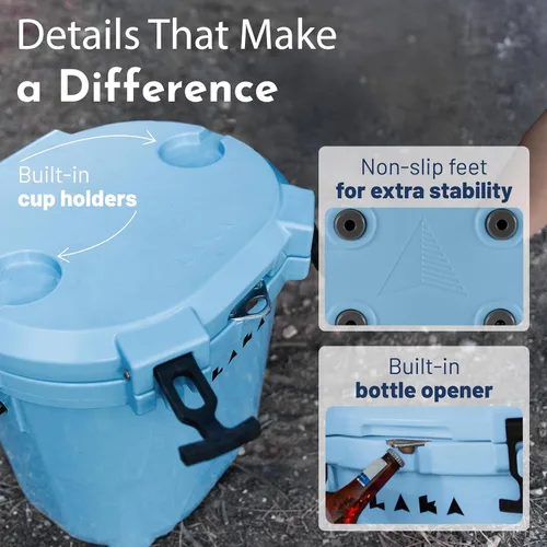 Miniatura 6 de LAKA Small Cooler - 20 Quart Rotomolded Hard Ice Chest, Insulated Cooler for Beach, Camping, Travel & Fishing, Holds 18 Cans + 25 lb Ice, Up to 5