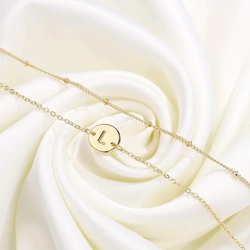 Miniatura 7 de MONOZO - Pulseras con iniciales para mujeres y niñas, delicadas con cuentas de oro de 14 quilates, personalizadas, 26 letras del alfabeto