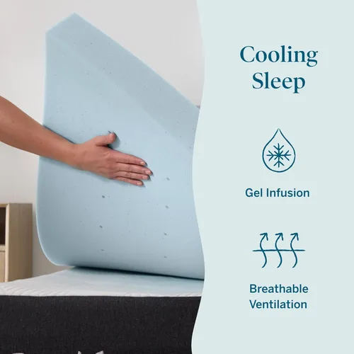 Miniatura 2 de Espuma viscoelástica de gel de 3 pulgadas para poner arriba del colchón, marca Lucid, Memory Foam, Azul Gel Azul