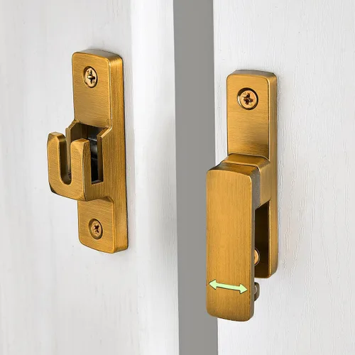 Miniatura 6 de Cerradura de puerta de granero de 90/180°, cierre abatible de aleación de zinc para pestillos de seguridad para puertas de granero, ventanas, Latón
