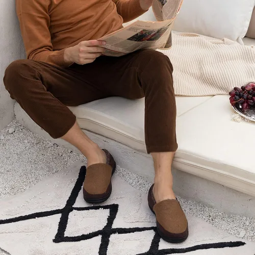 Miniatura 6 de Zigzagger Pantuflas de microgamuza esponjosas para hombre, estilo mocasín, para interior y exterior