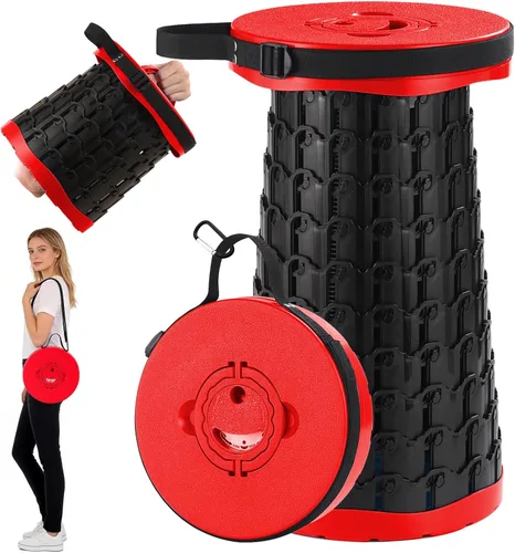 Miniatura 13 de Spisces Taburete plegable mejorado, capacidad resistente de 800 libras y ligero, 2.6 libras, taburete plegable retráctil portátil de 18 pulgadas