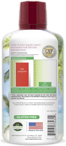 Miniatura 3 de Tropical Oasis Joint Complete Premium - Suplemento líquido para articulaciones con sulfato de glucosamina líquida, condroitina, MSM y ácido