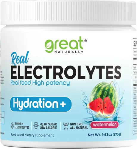 Hidratación en polvo de electrolitos | Alimentos reales de alta potencia | Sandía 30 porciones | Polvo de electrolitos de alta potencia | Mezcla de
